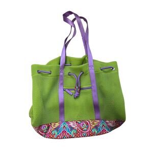 Vera Bradley Summer Tote Citrine Paisley in Paradise Bag Swim Beach Mesh EUC